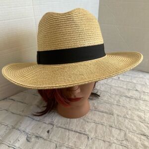 SUN N SAND HEADWEAR NATURAL COLOR WITH BLACK BAND WOMEN’S UPF 50+ STRAW HAT O/S